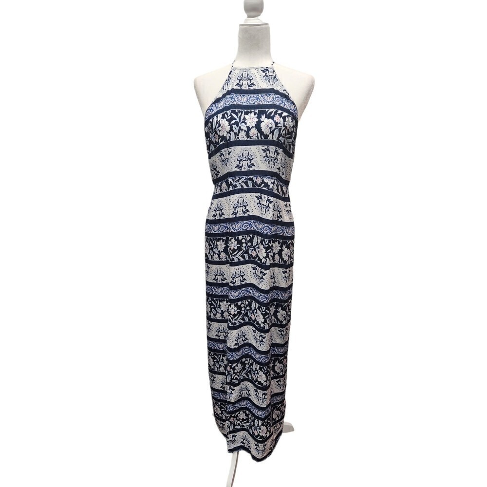 NEW! Made by Minkpink Resort Indigo Sunset Low Back Halter Maxi Dress, M